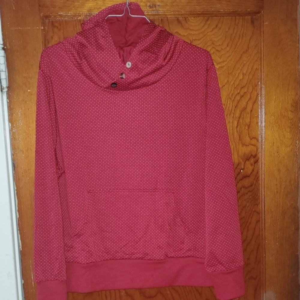 NWT Dark Red Polka Dot Hoodie, Size XXL